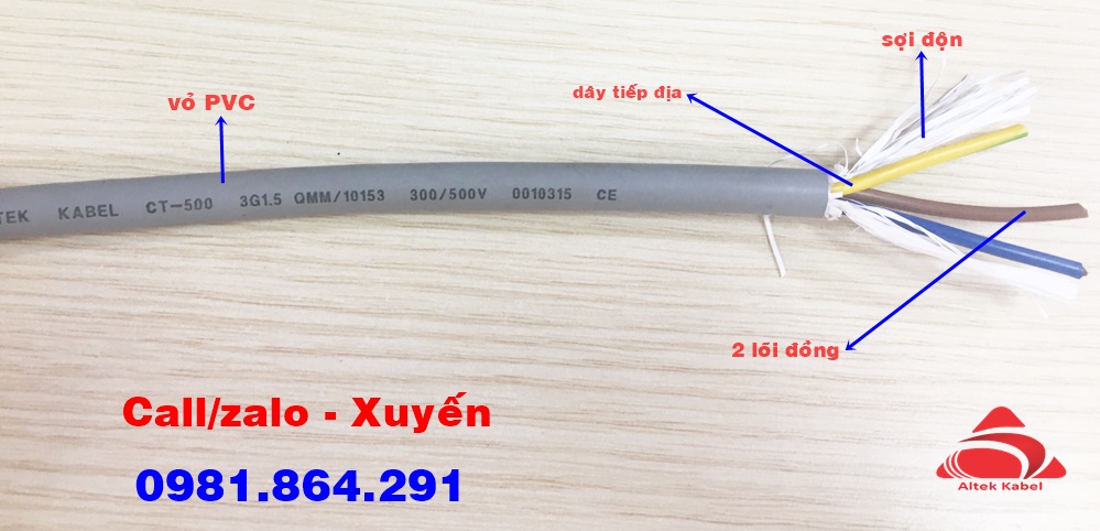 Dây cáp lõi đồng mềm 3x1.0mm2 sẵn kho giá tốt Altek Kabel