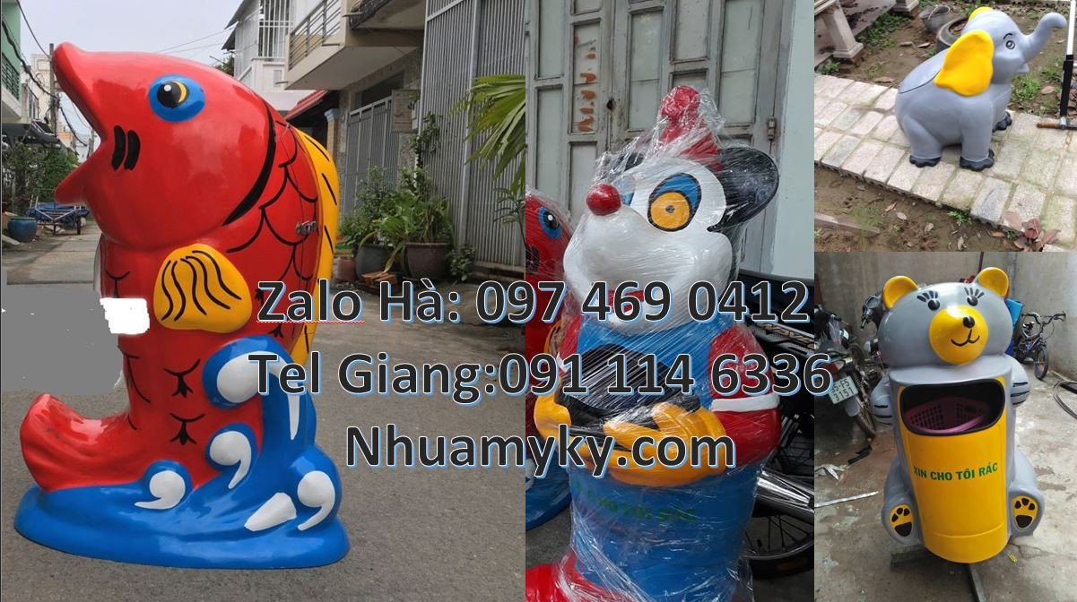 Bán thùng rác hình con thú ngộ nghĩnh,thùng rác hình con cá heo giá rẻ