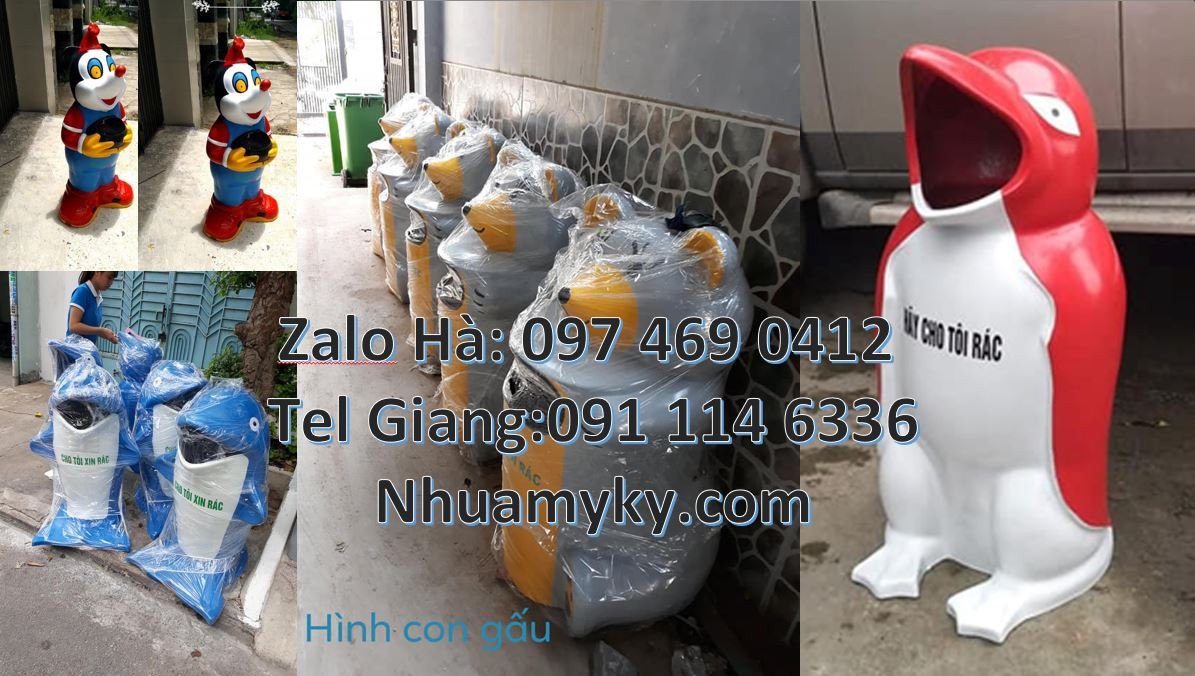 Bán thùng rác hình con thú ngộ nghĩnh,thùng rác hình con cá heo giá rẻ