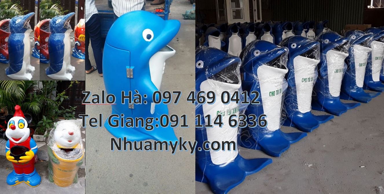 Bán thùng rác hình con thú ngộ nghĩnh,thùng rác hình con cá heo giá rẻ
