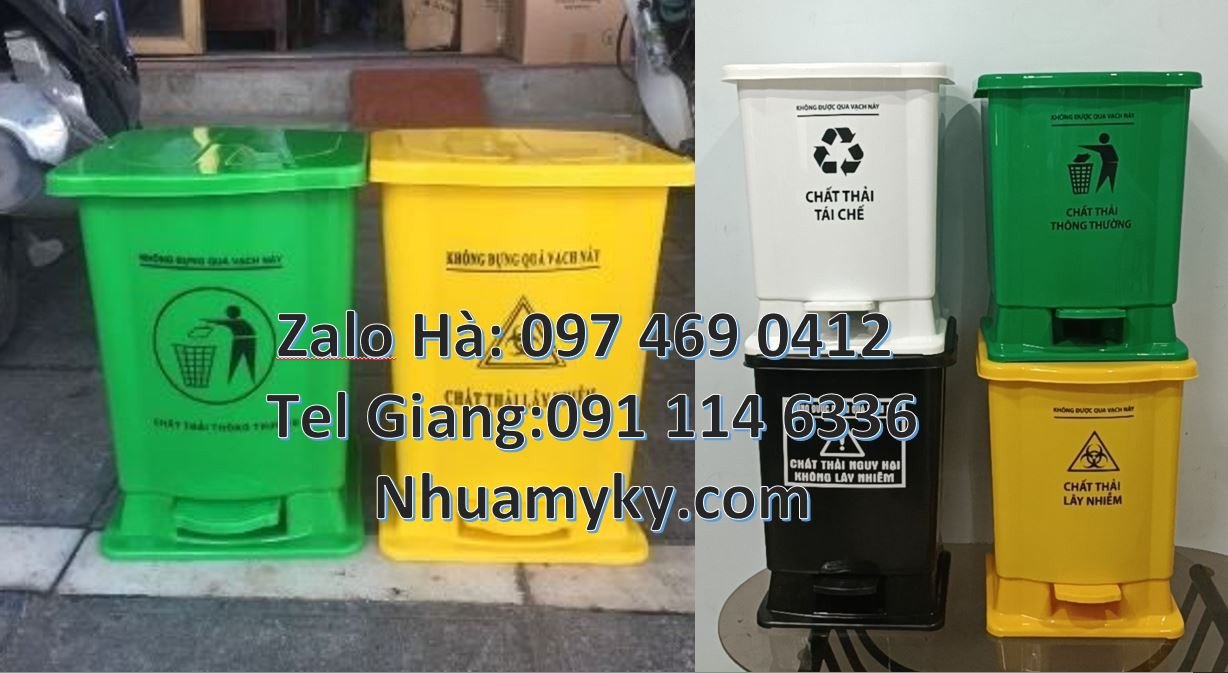 Bán thùng rác y tế cỡ nhỏ 15l nắp đậy,thùng rác 20l màu xanh có nắpkín