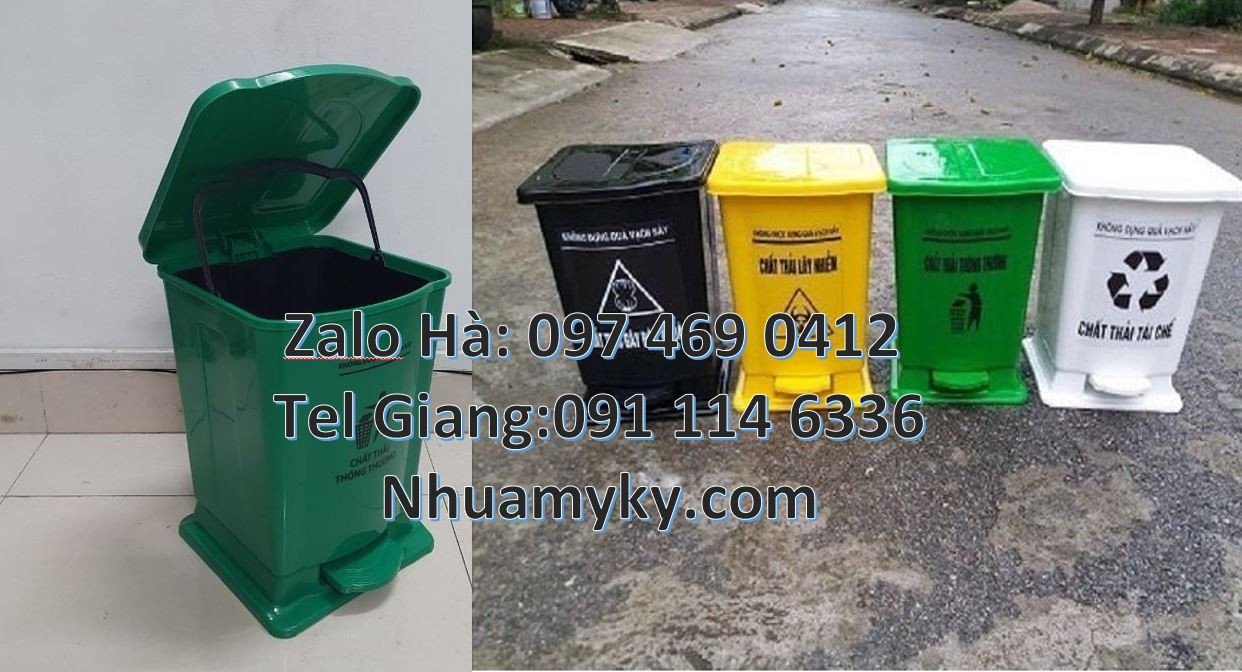 Bán thùng rác y tế cỡ nhỏ 15l nắp đậy,thùng rác 20l màu xanh có nắpkín