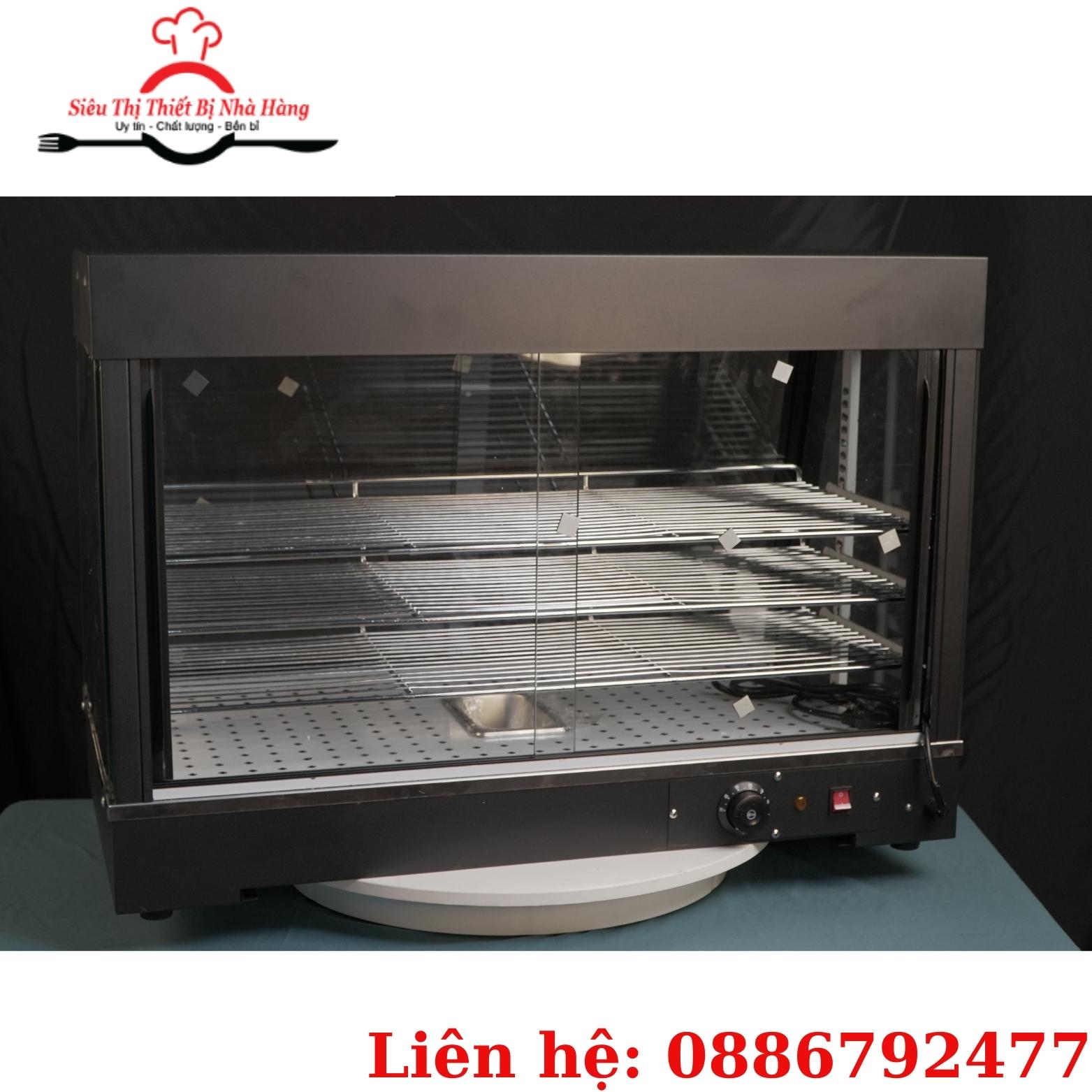 Tủ giữ nóng gà rán, tủ giữ nóng kính vuông 602