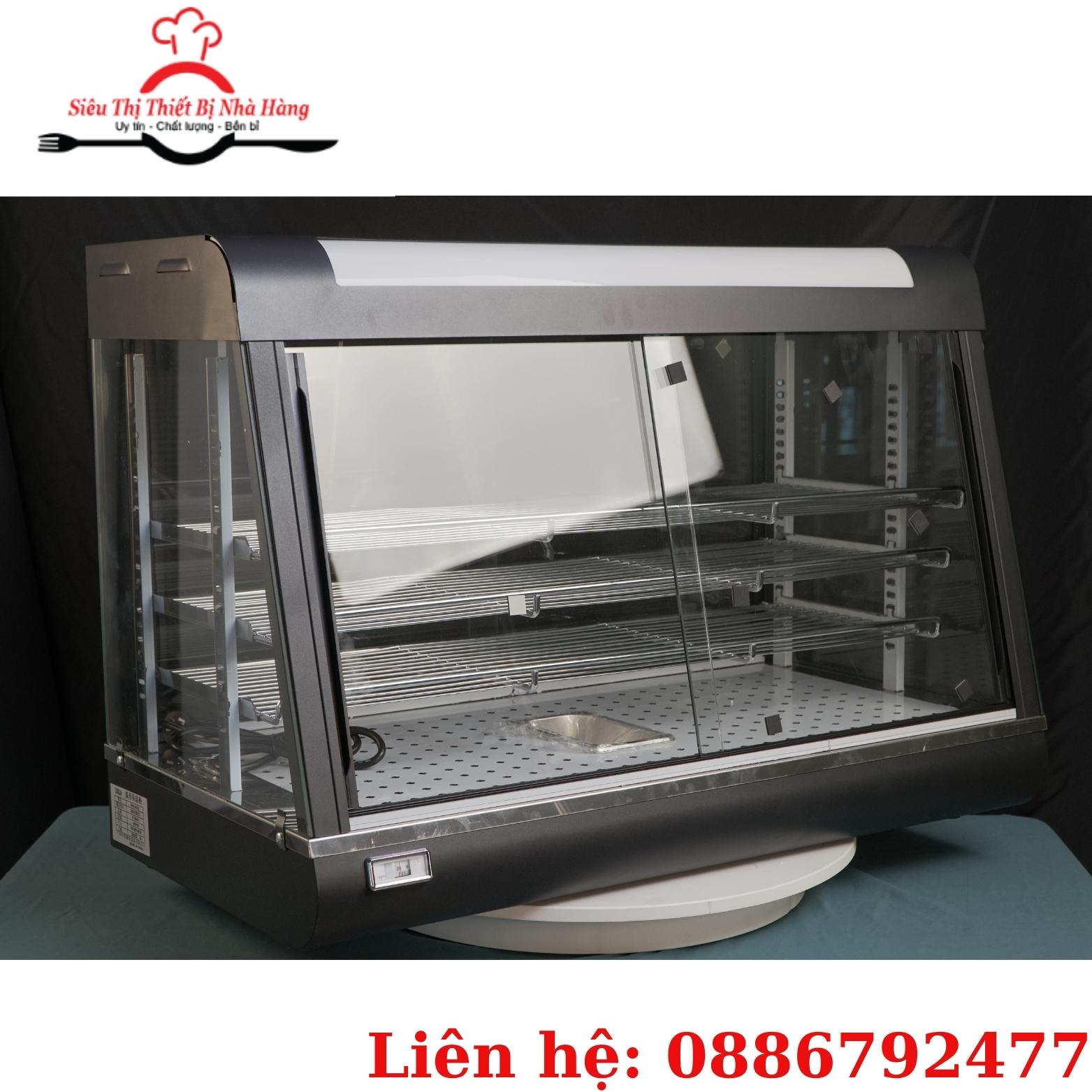 Tủ giữ nóng gà rán, tủ giữ nóng kính vuông 602