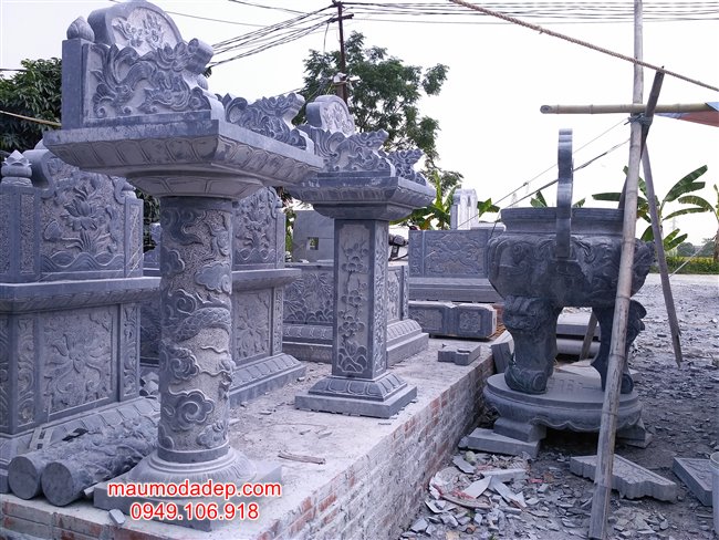 Mẫu cây hương đá thờ thiên một mái.
