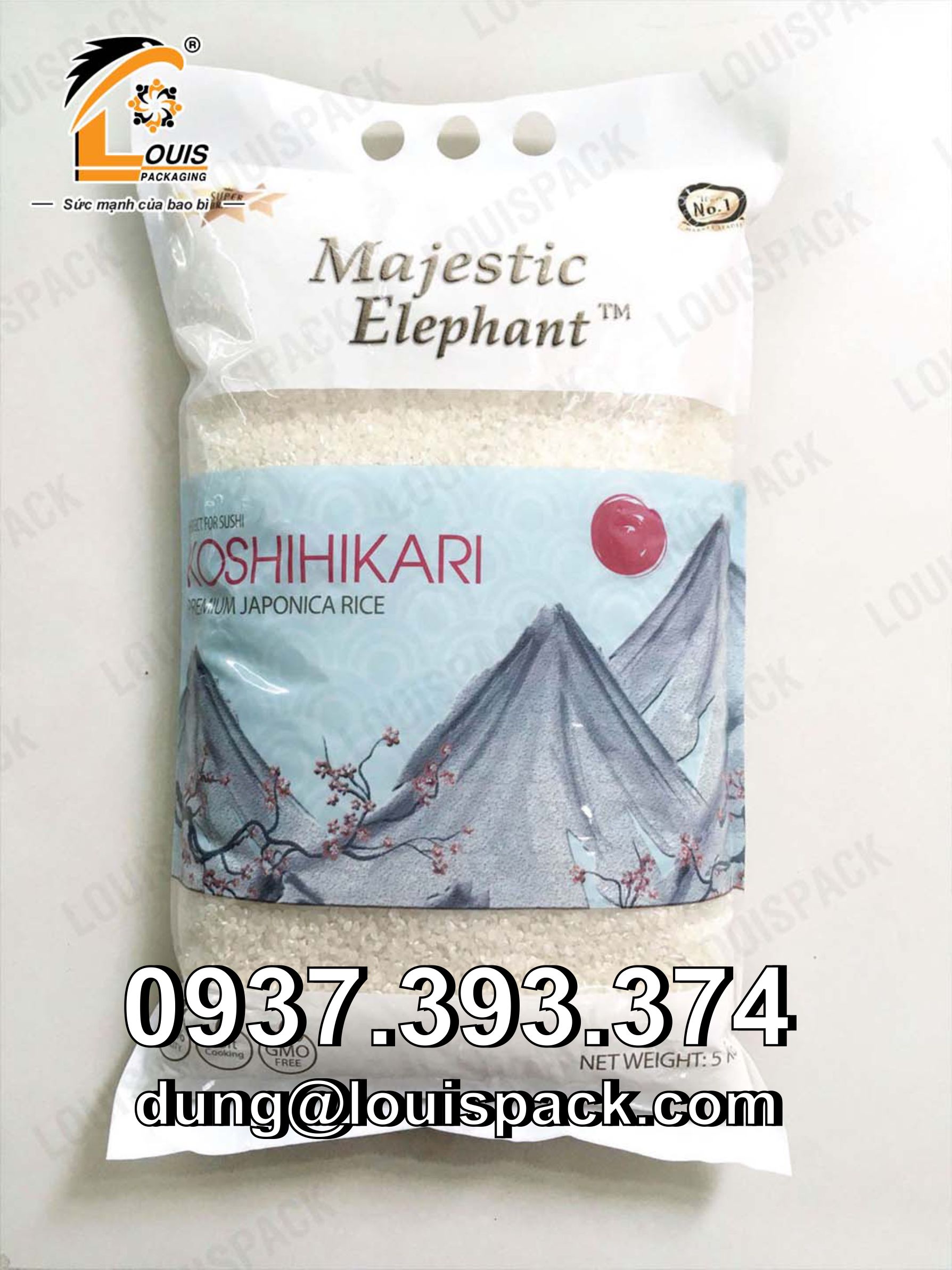 Bao bì màng ghép đựng gạo từ 1kg đến 5kg