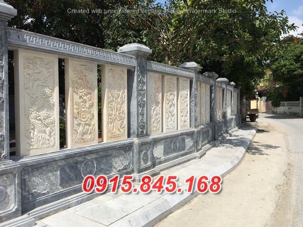 51 Lan can tường bao bằng đá khối đẹp bán Hưng Yên