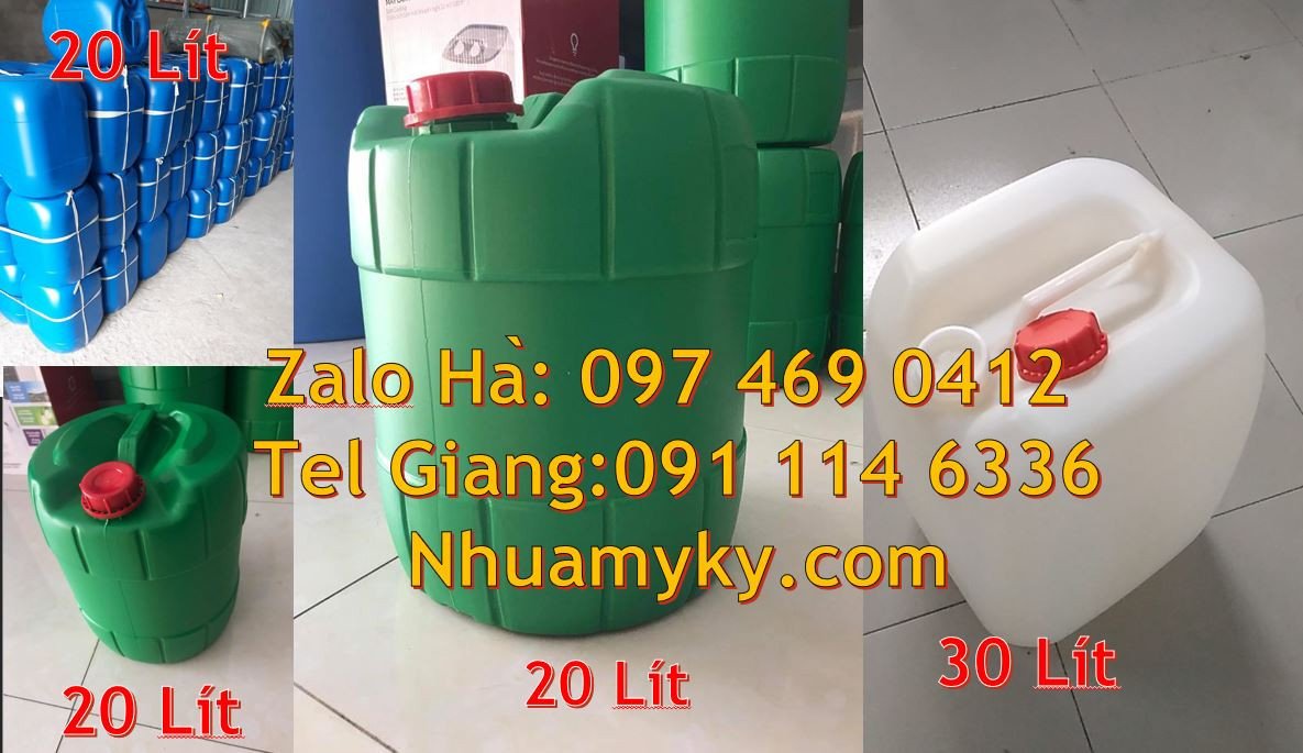 Bán can nhựa lớn đựng hóa chất,can nhựa 20l đựng xả vải,can nhựa giá