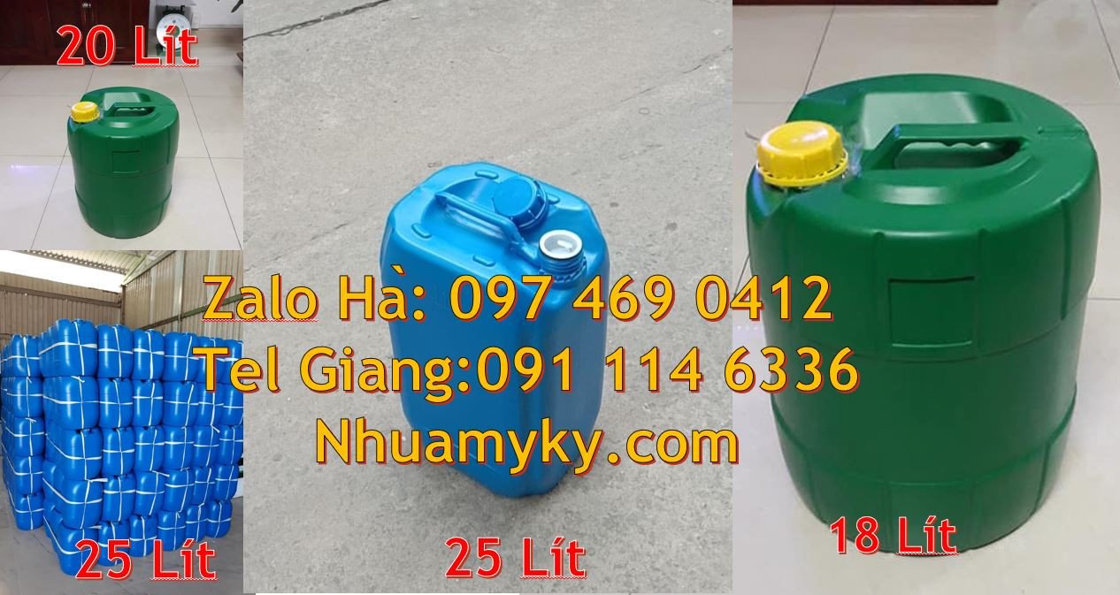 Bán can nhựa lớn đựng hóa chất,can nhựa 20l đựng xả vải,can nhựa giá
