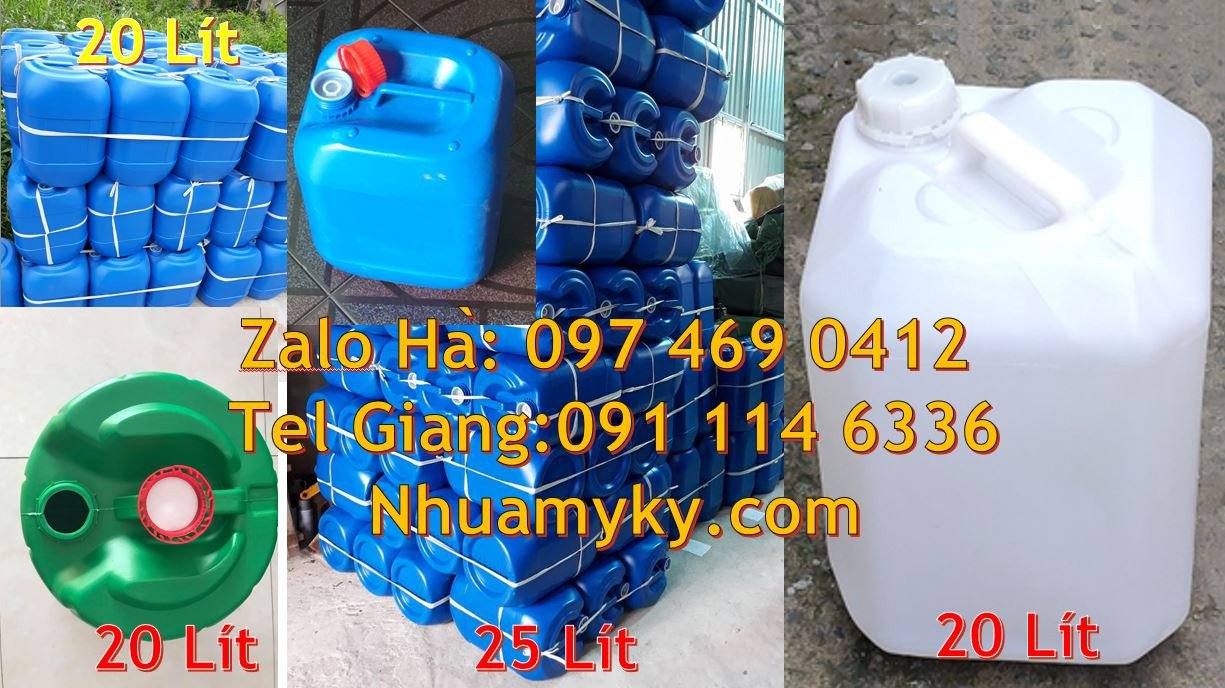 Bán can nhựa lớn đựng hóa chất,can nhựa 20l đựng xả vải,can nhựa giá