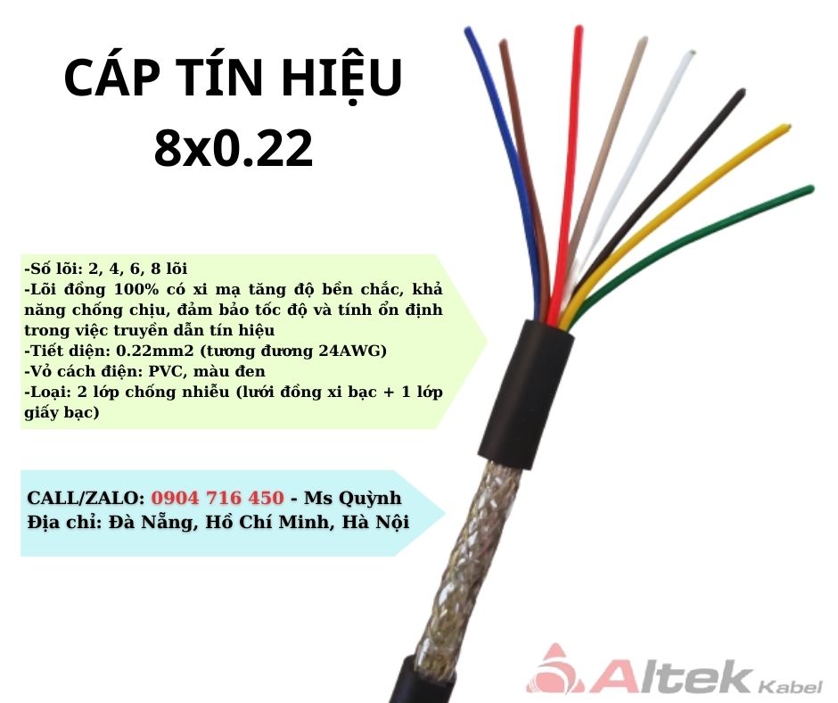 Cáp tín hiệu 8x0.22 Altek Kabel kho Đà Nẵng, Hồ Chí Minh, Hà Nội