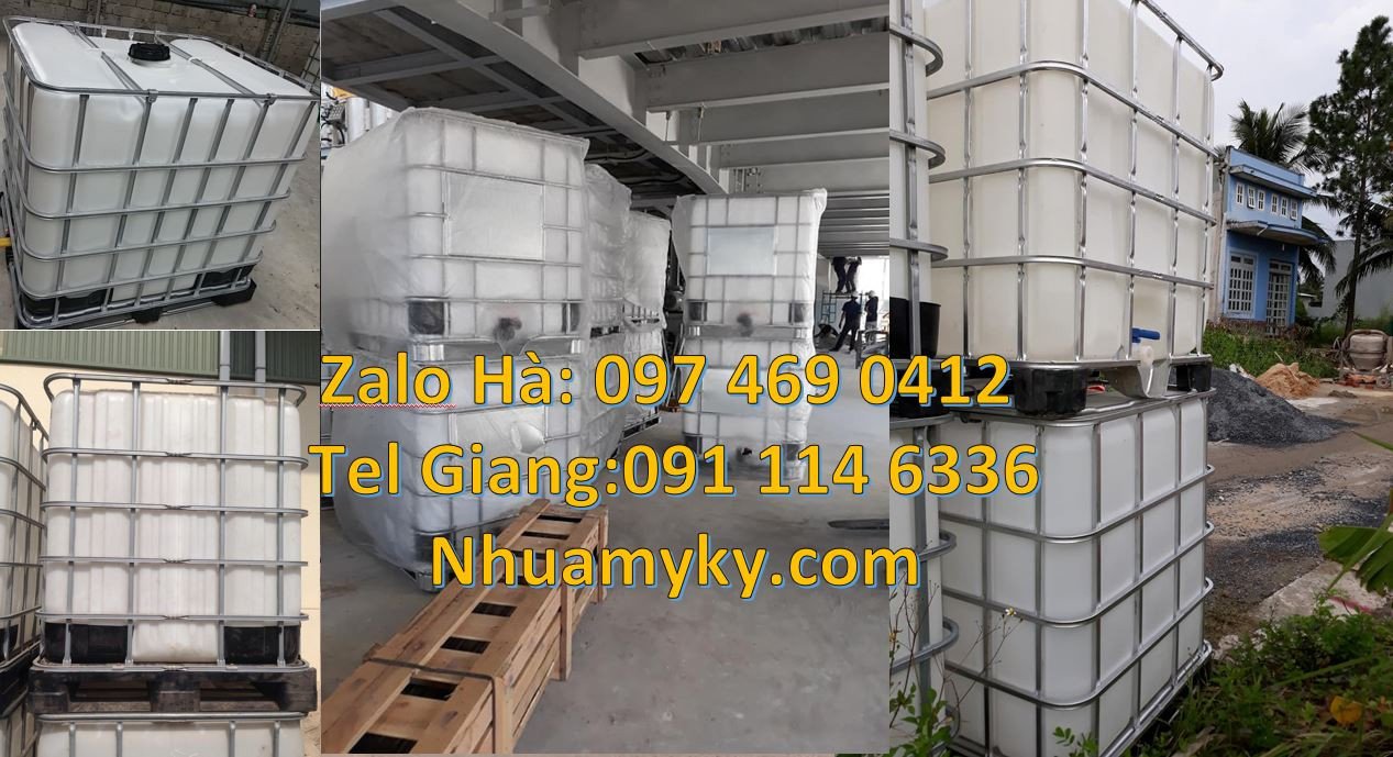 Bán thùng nhựa vuông lớn 1000l có khung thép,tank nhựa vuông trắng rẻ
