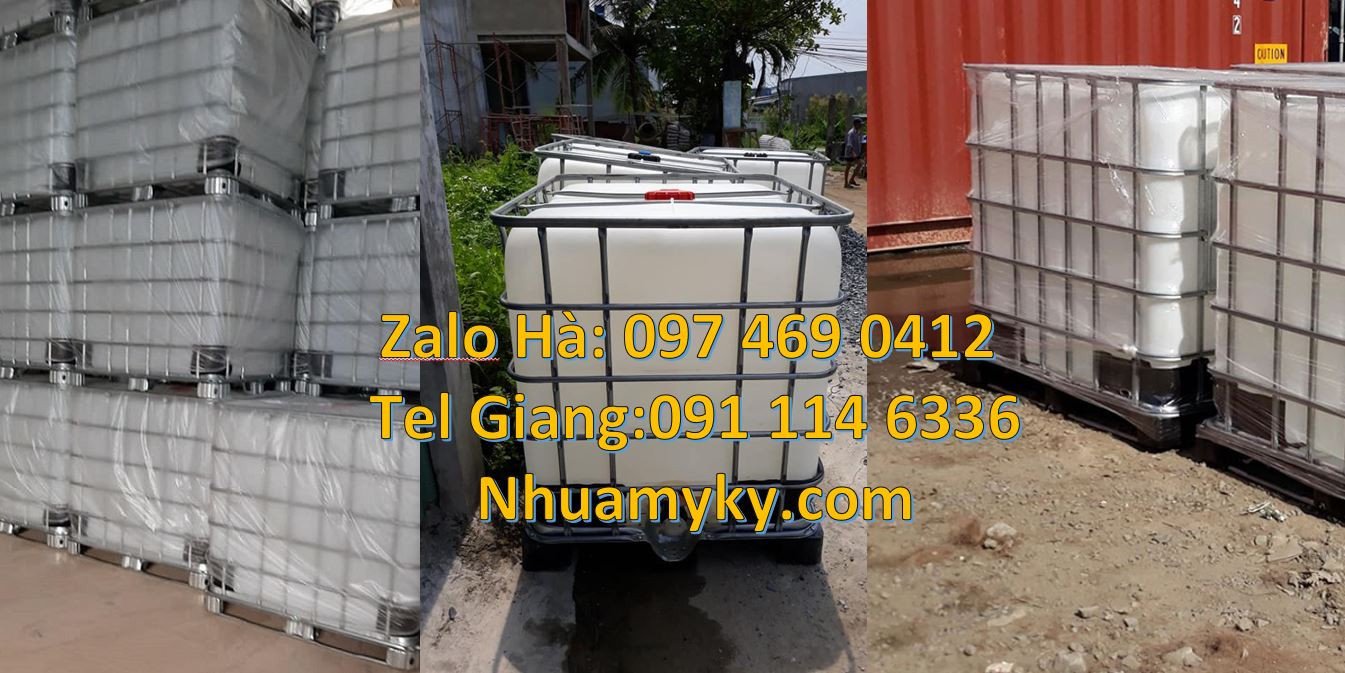 Bán thùng nhựa vuông lớn 1000l có khung thép,tank nhựa vuông trắng rẻ