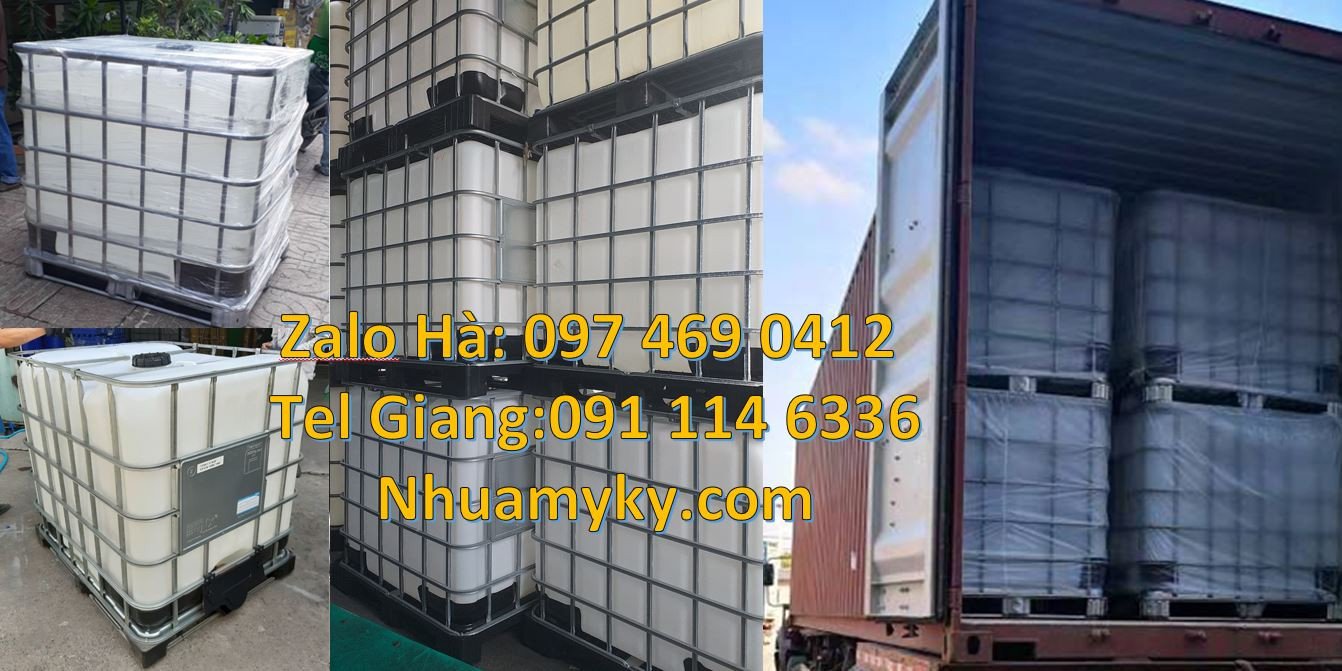 Bán thùng nhựa vuông lớn 1000l có khung thép,tank nhựa vuông trắng rẻ