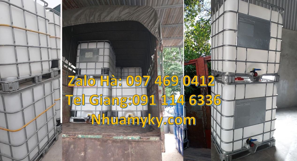 Bán thùng nhựa vuông lớn 1000l có khung thép,tank nhựa vuông trắng rẻ