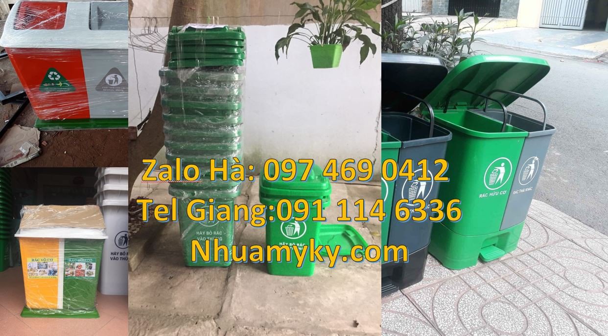 Thùng đựng rác 2 ngăn 2 màu,thùng phân loại rác 3 ngăn 3 màu giá rẻhcm