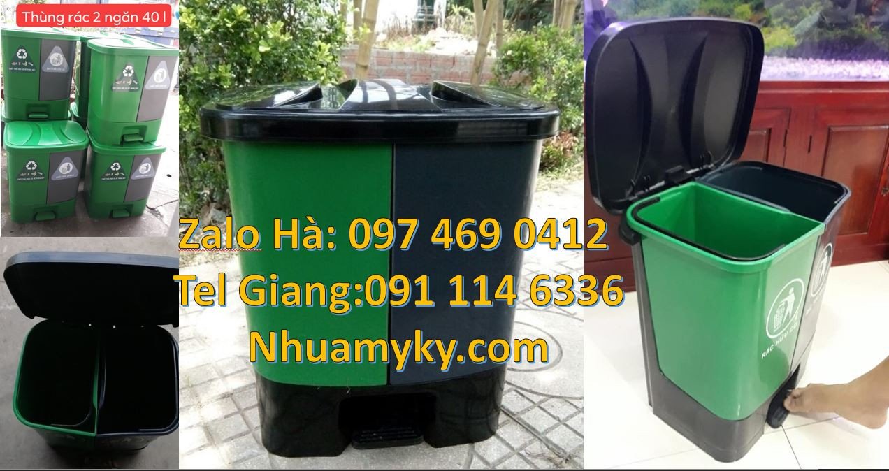Thùng đựng rác 2 ngăn 2 màu,thùng phân loại rác 3 ngăn 3 màu giá rẻhcm