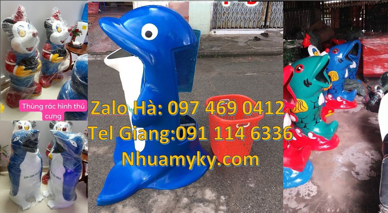 Bán thùng rác hình con thú giá rẻ,thùng rác hình con cá heo chất lượng