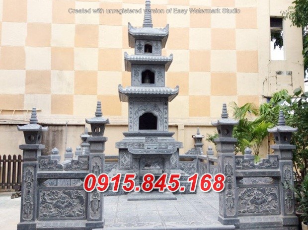 Tháp mộ sư bằng đá tự nhiên nguyên khối đẹp