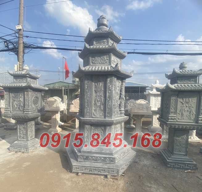 Tháp mộ sư bằng đá tự nhiên nguyên khối đẹp