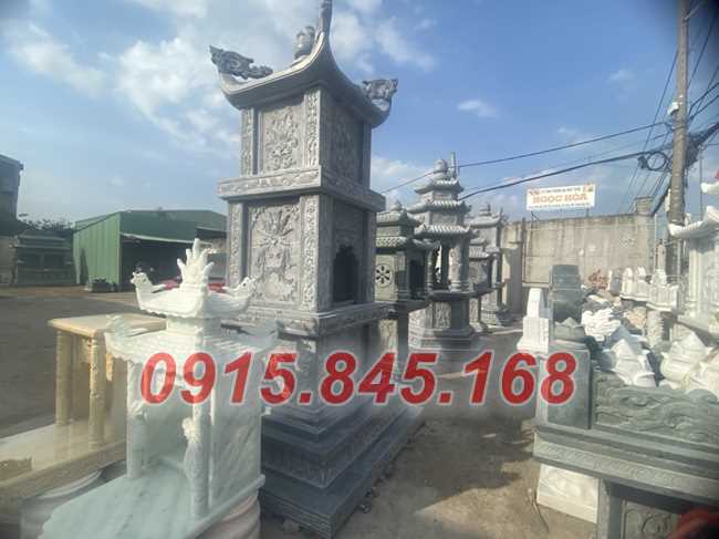 Tháp mộ sư bằng đá tự nhiên nguyên khối đẹp