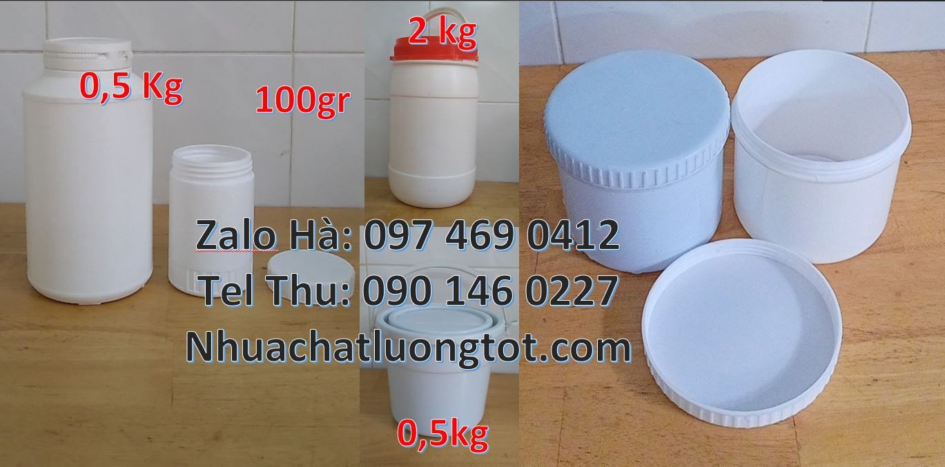 Bán hũ nhựa 0.5kg đựng hóa chất,hũ nhựa đựng thực phẩm chất lượng cao