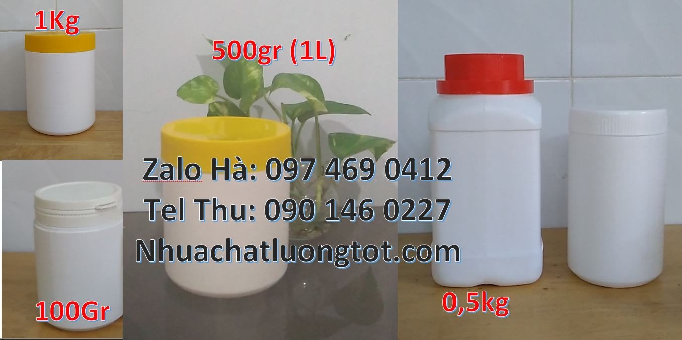 Bán hũ nhựa 0.5kg đựng hóa chất,hũ nhựa đựng thực phẩm chất lượng cao