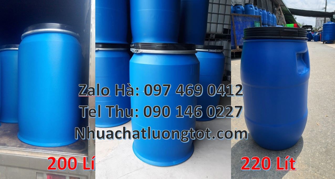 Bán thùng phuy xanh 220l,thùng phuy nhựa 200l đựng hóa chất giá rẻ hcm