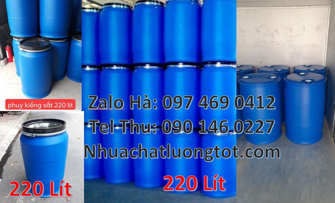 Bán thùng phuy xanh 220l,thùng phuy nhựa 200l đựng hóa chất giá rẻ hcm