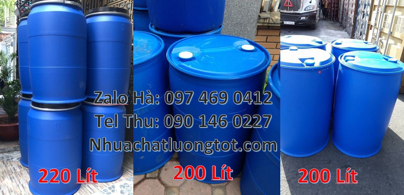 Bán thùng phuy xanh 220l,thùng phuy nhựa 200l đựng hóa chất giá rẻ hcm