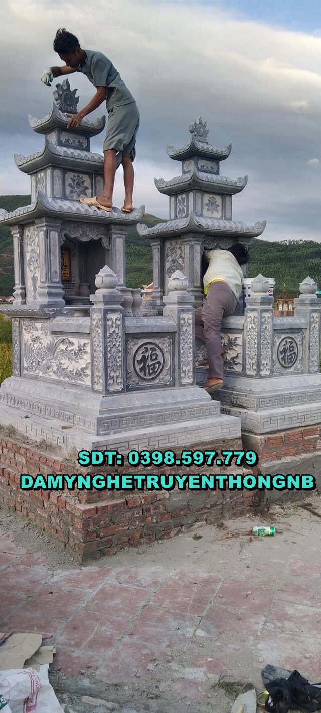 mộ đá 2 mái nguyên khối đẹp được bày bán tại việt trì phú thọ