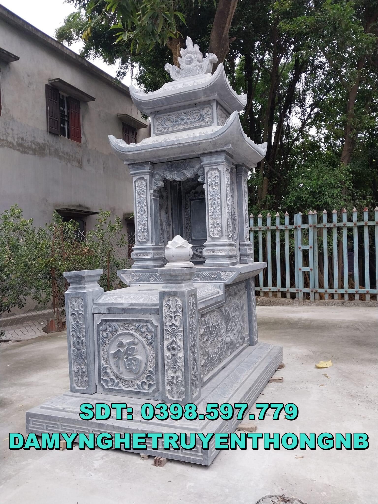 mộ đá 2 mái nguyên khối đẹp được bày bán tại việt trì phú thọ