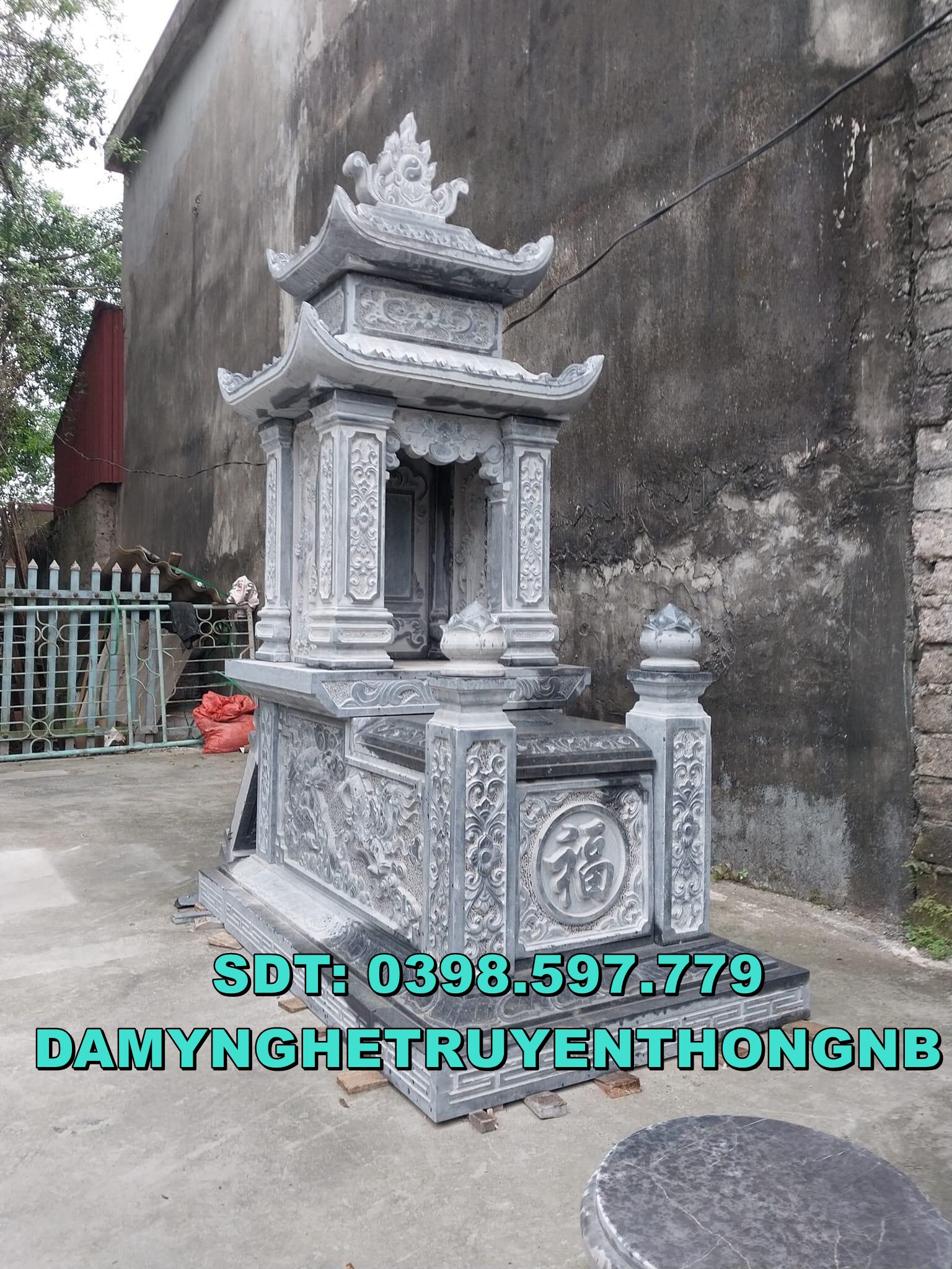 mộ đá 2 mái nguyên khối đẹp được bày bán tại việt trì phú thọ