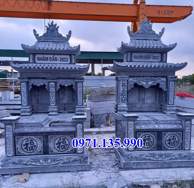 Mộ đá đôi - Mẫu mộ đôi bằng đá đơn giản đẹp bán tại Phú Thọ