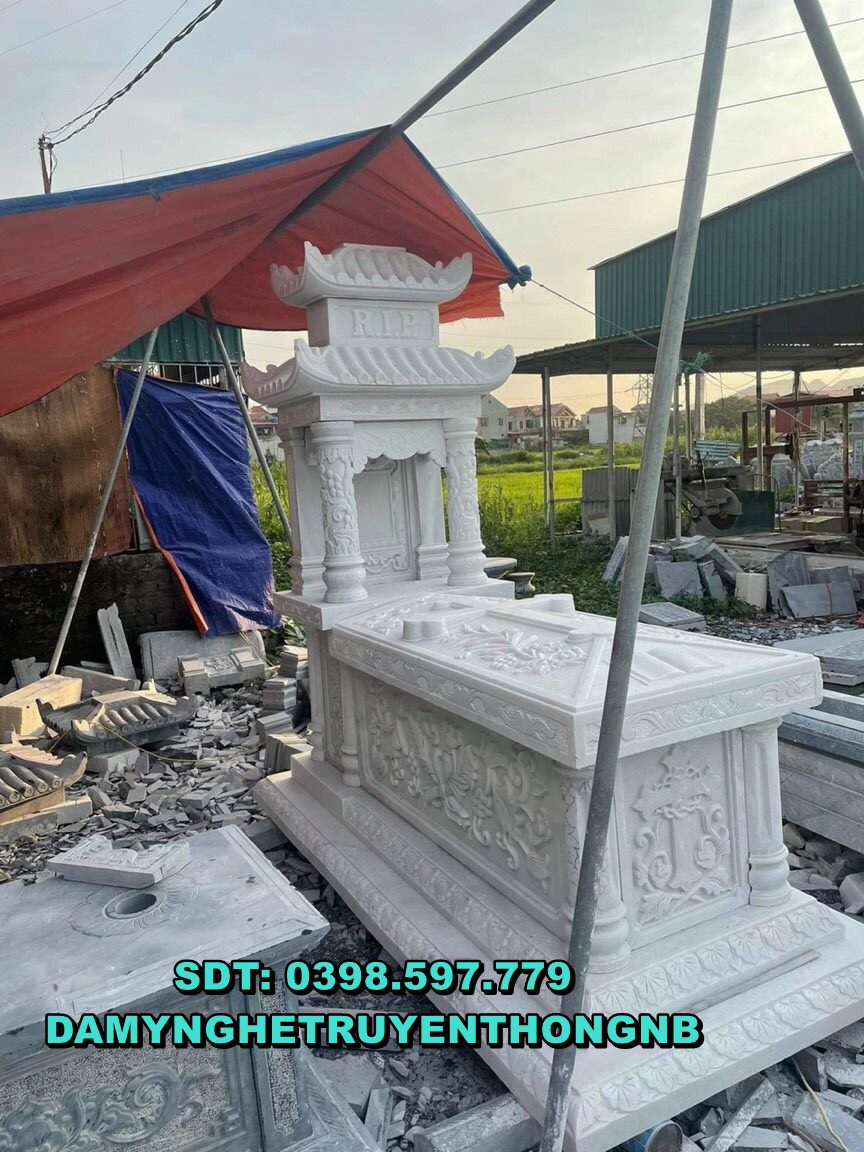 mẫu mộ đá trắng nguyên khối,mộ đá trắng tự nhiên tại hải phòng