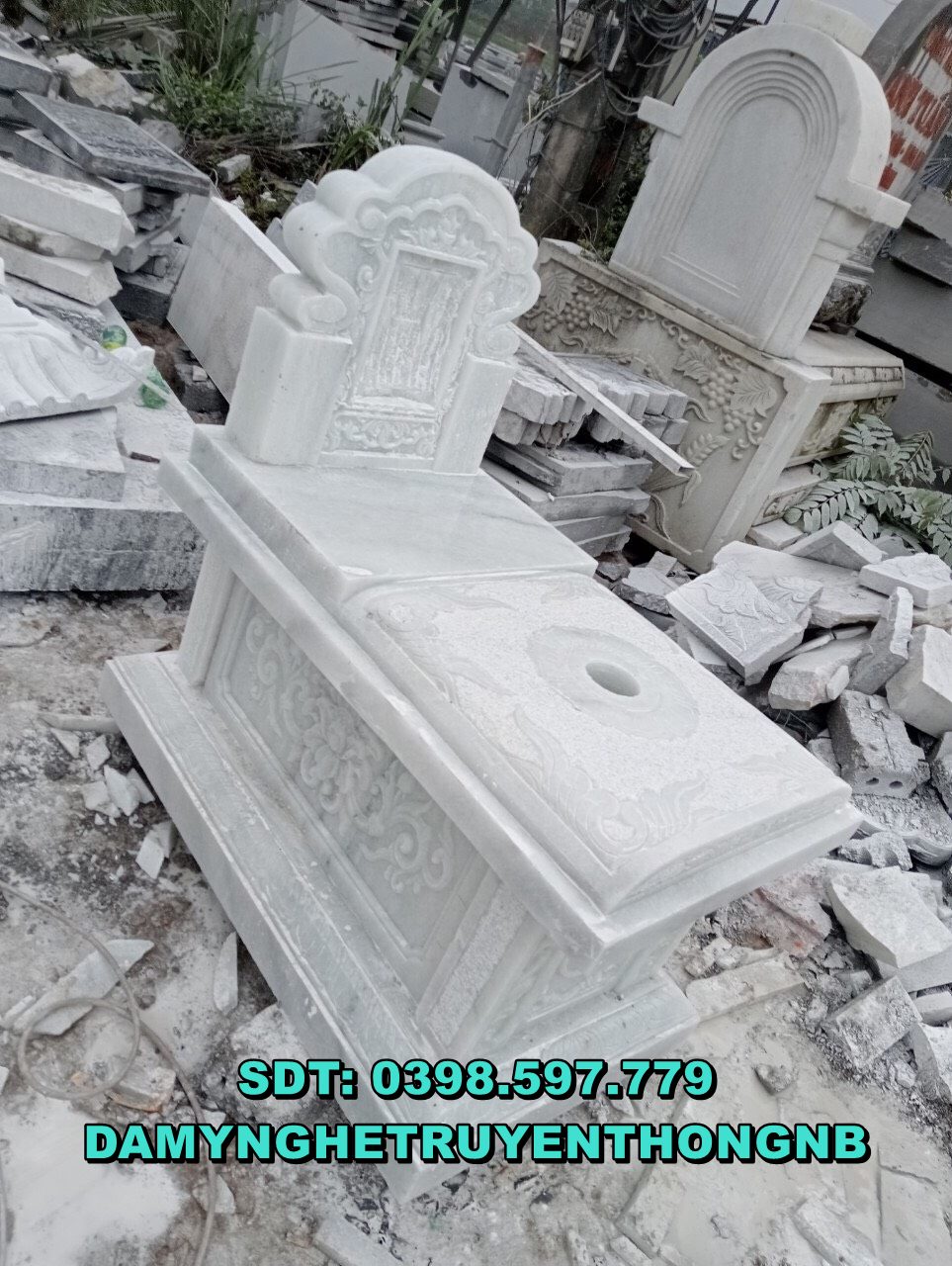 mẫu mộ đá trắng nguyên khối,mộ đá trắng tự nhiên tại hải phòng