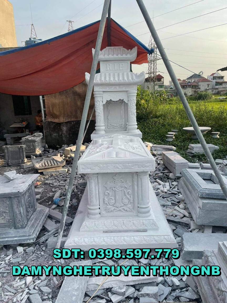 mẫu mộ đá trắng nguyên khối,mộ đá trắng tự nhiên tại hải phòng