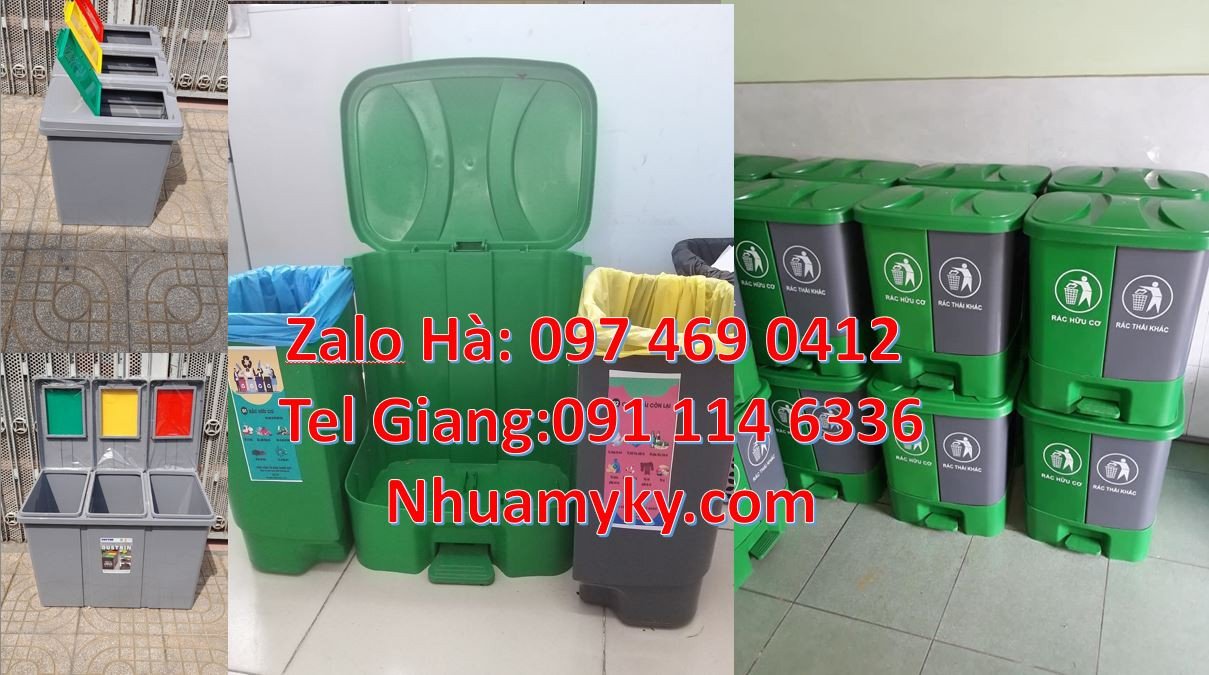 Bán thùng phân loại rác 2 ngăn 2 màu,thùng phân loại rác 3 ngăn 3 màu