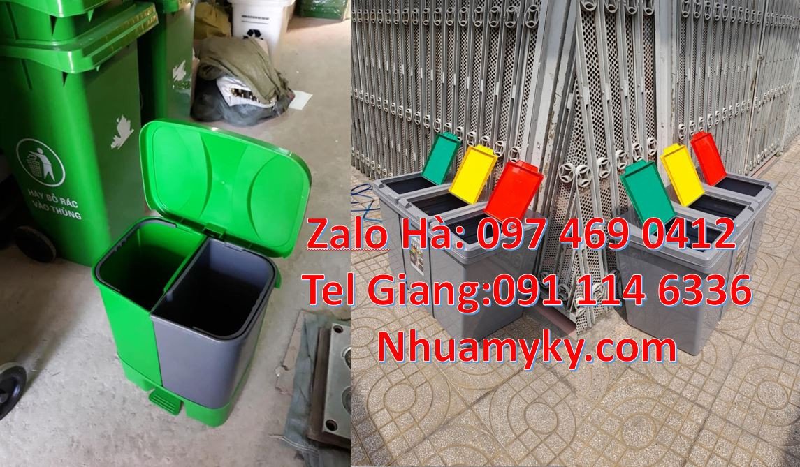 Bán thùng phân loại rác 2 ngăn 2 màu,thùng phân loại rác 3 ngăn 3 màu