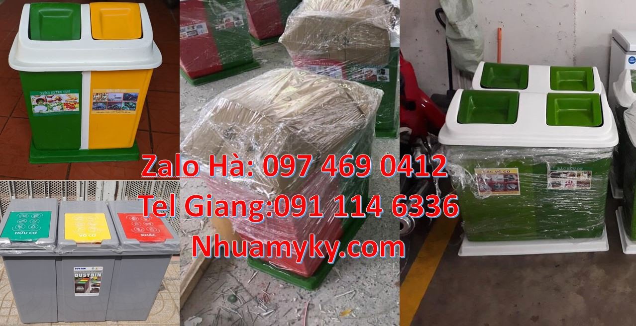 Bán thùng phân loại rác 2 ngăn 2 màu,thùng phân loại rác 3 ngăn 3 màu