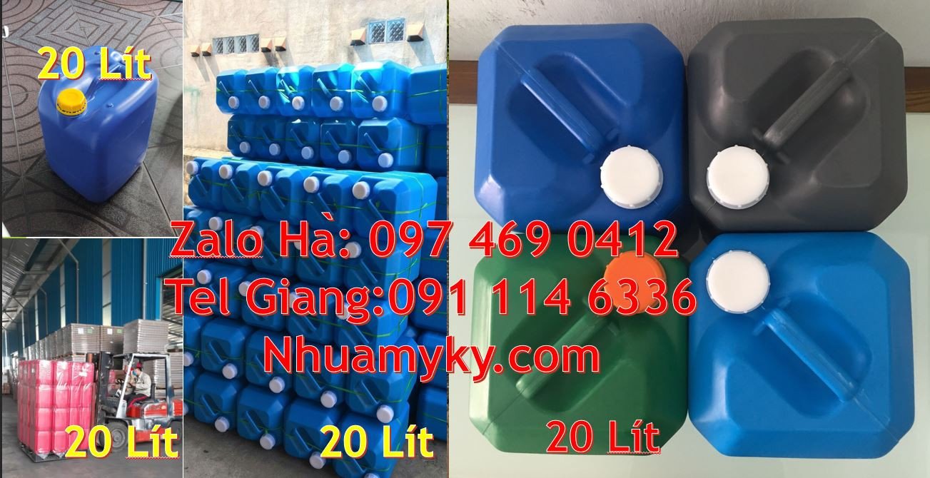 Bán can nhựa lớn 20l đựng hóa chất,can nhựa 25l màu xanh, can nhựa 30l