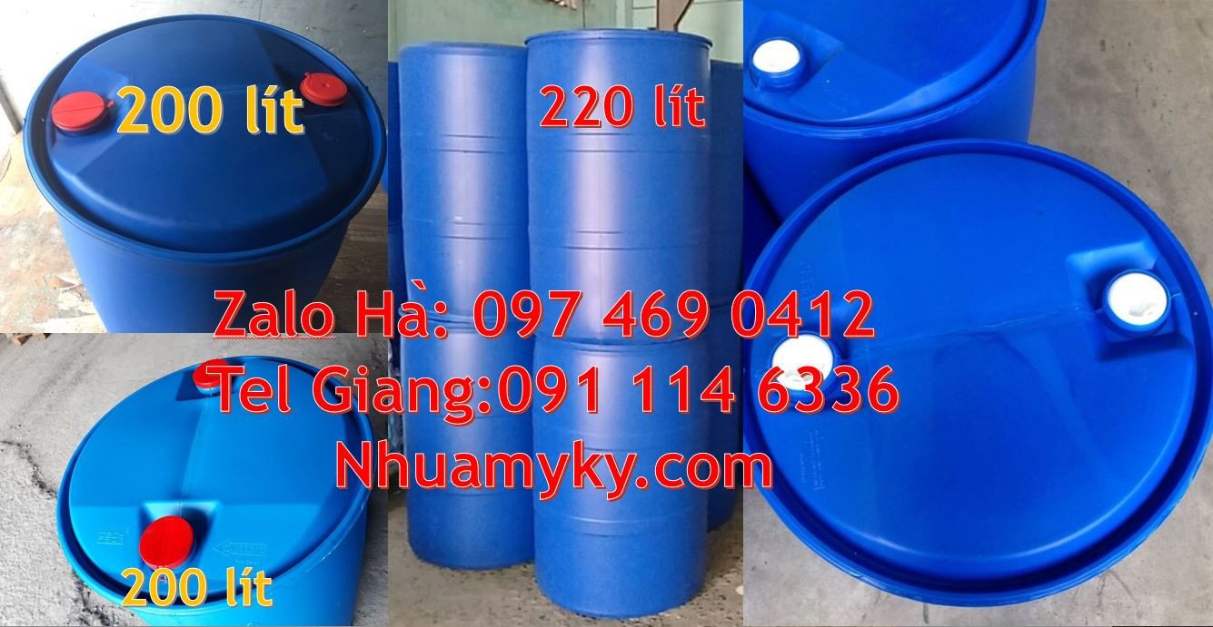 Bán thùng phuy nhựa đựng hóa chất,phuy nhựa màu xanh 220l giá rẻ hcm