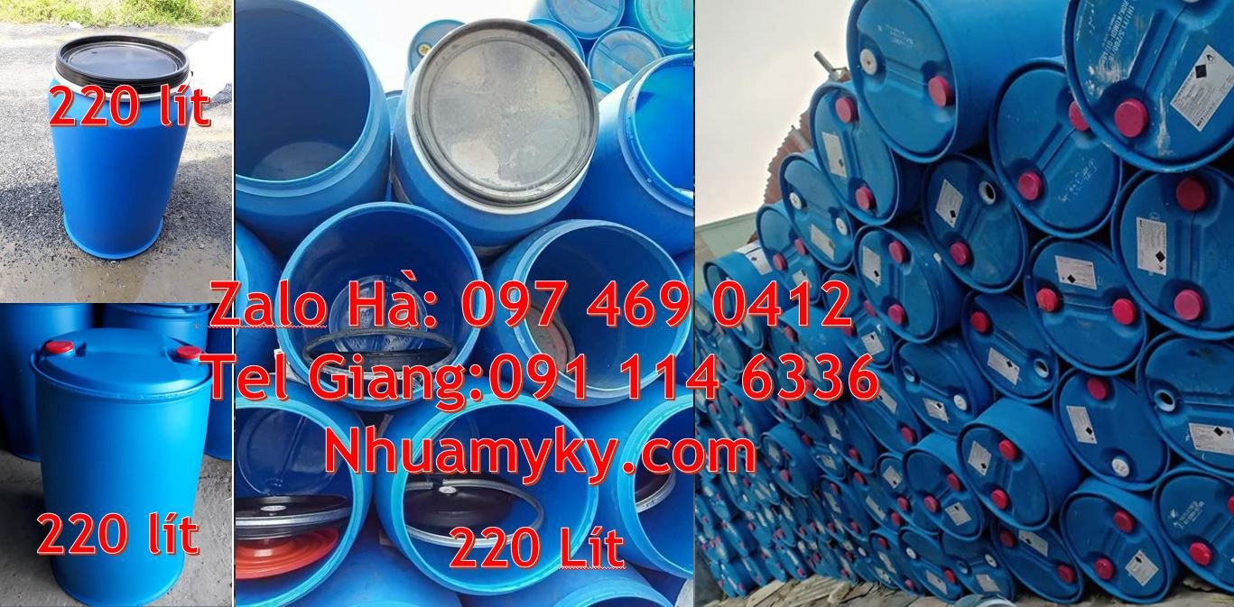 Bán thùng phuy nhựa đựng hóa chất,phuy nhựa màu xanh 220l giá rẻ hcm