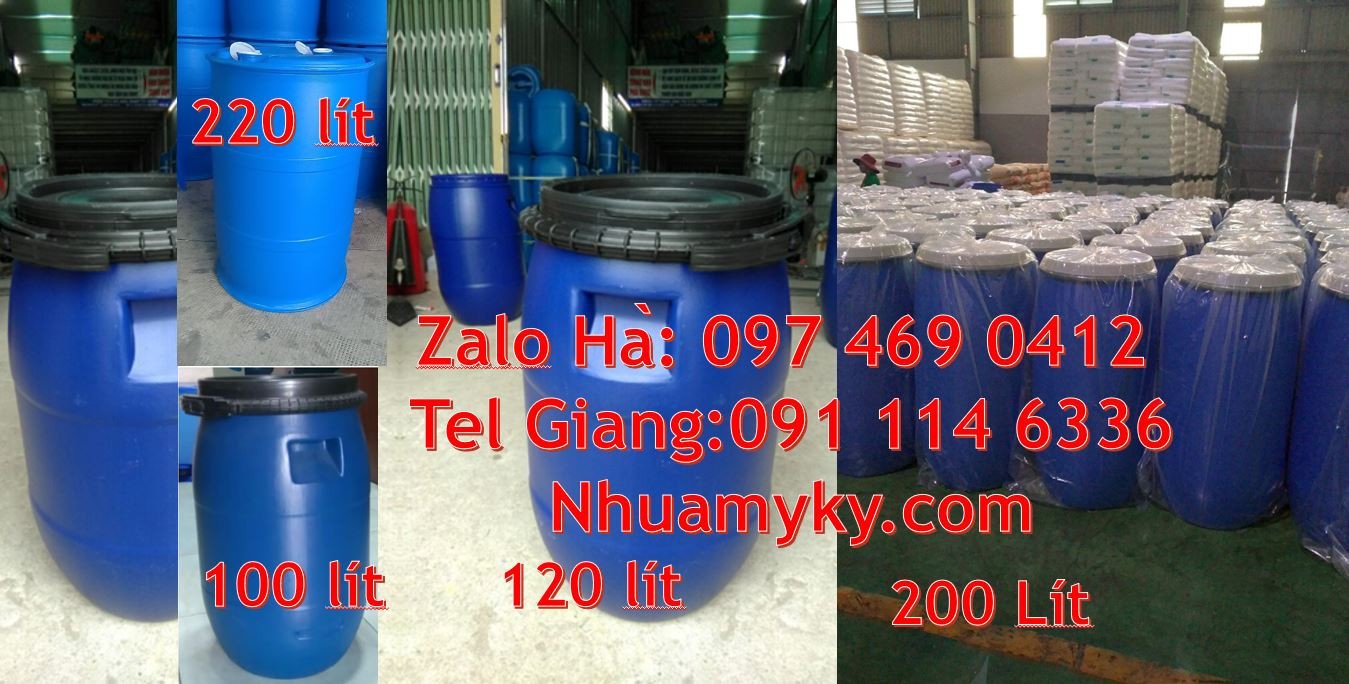 Bán thùng phuy nhựa đựng hóa chất,phuy nhựa màu xanh 220l giá rẻ hcm