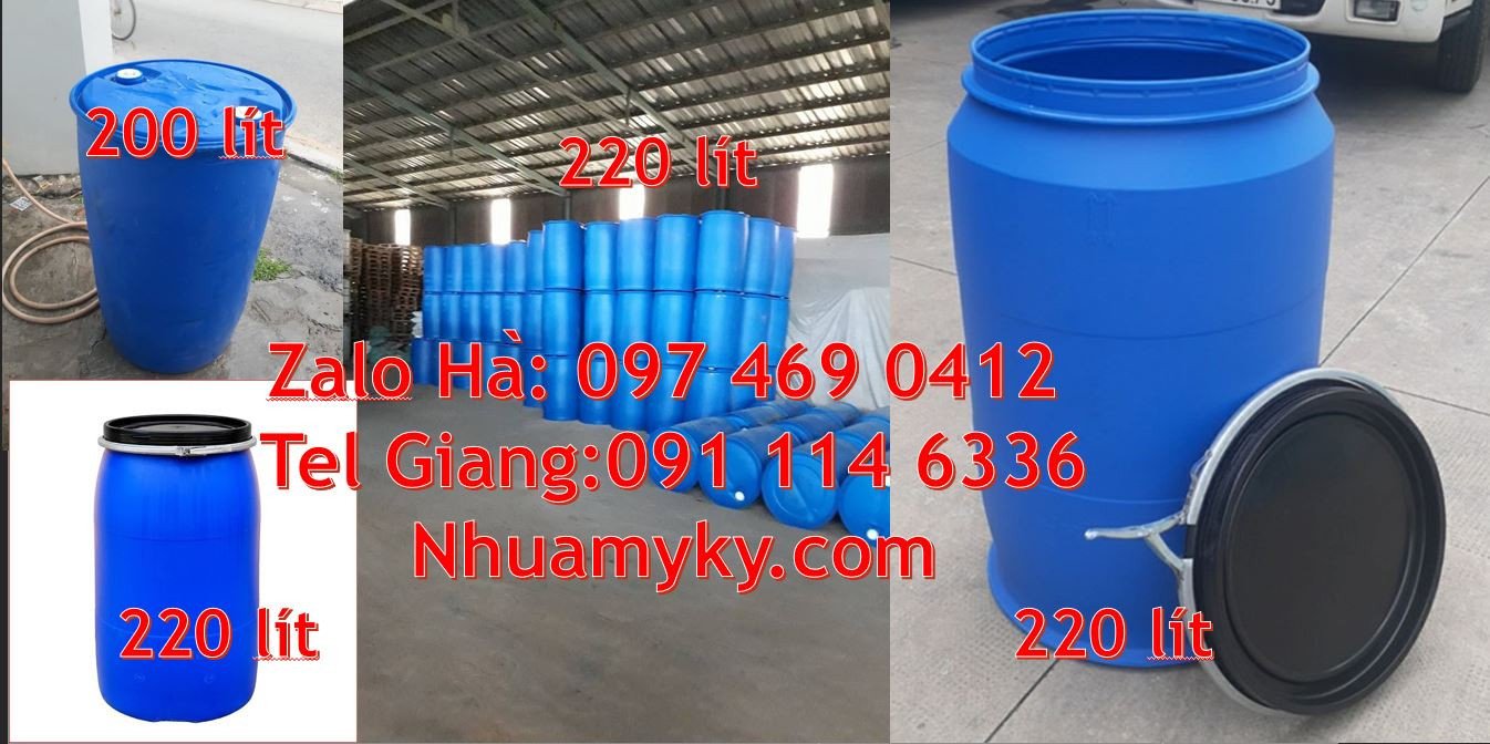 Bán thùng phuy nhựa đựng hóa chất,phuy nhựa màu xanh 220l giá rẻ hcm