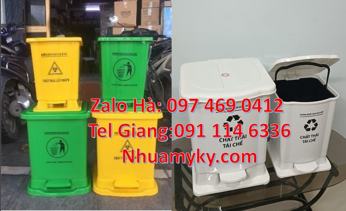 Bán thùng rác y tế cỡ nhỏ 20l,thùng rác y tế có nắp đậy đạp chân giá