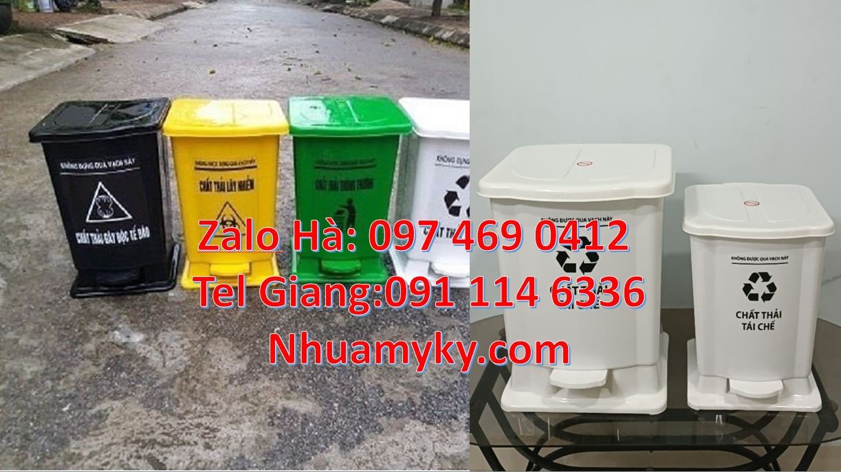 Bán thùng rác y tế cỡ nhỏ 20l,thùng rác y tế có nắp đậy đạp chân giá