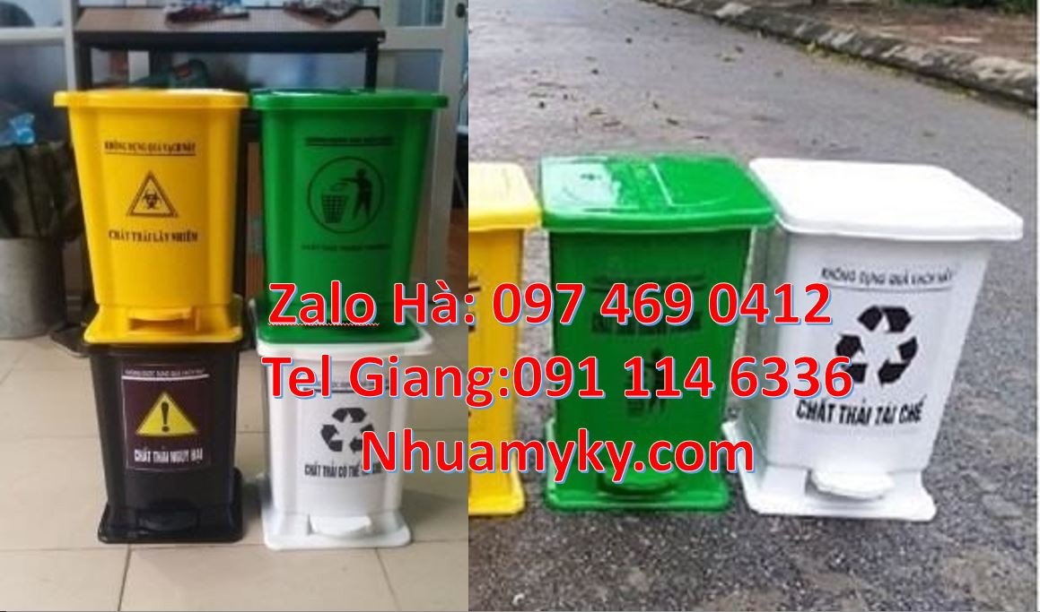 Bán thùng rác y tế cỡ nhỏ 20l,thùng rác y tế có nắp đậy đạp chân giá
