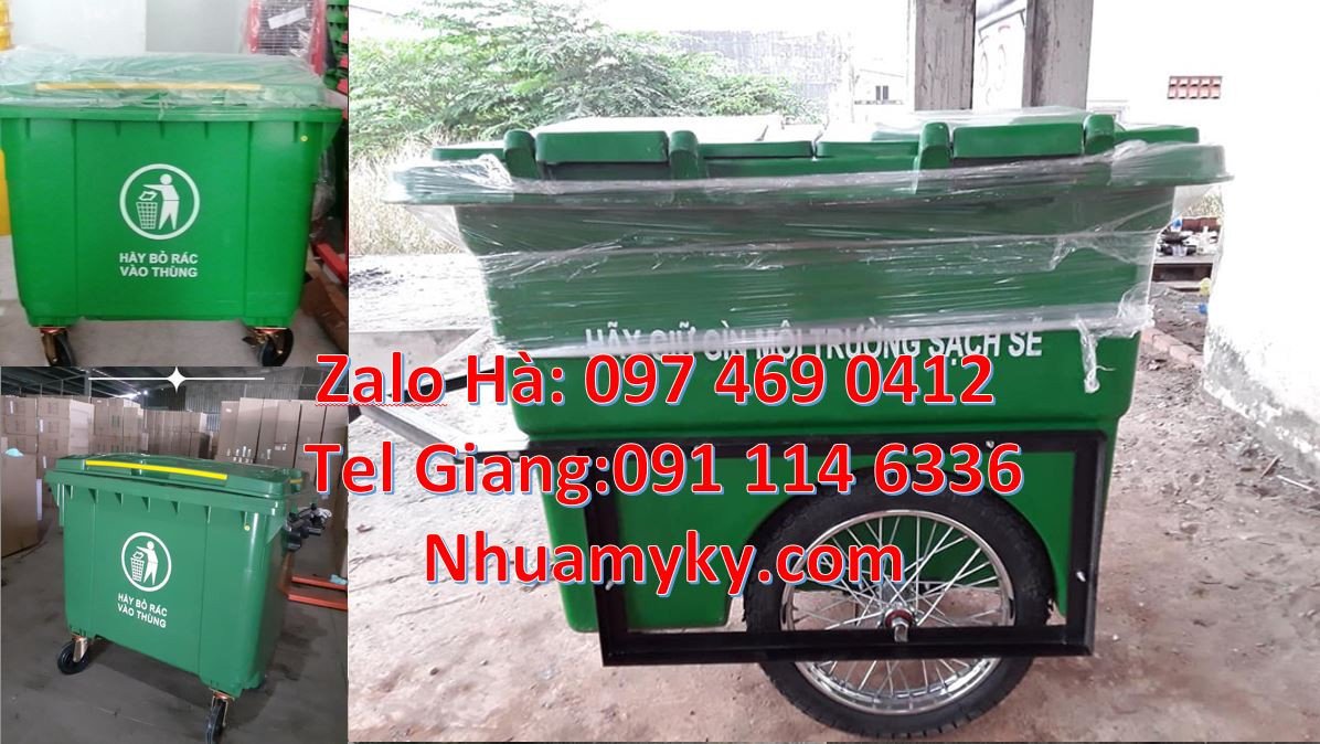 Bán xe thu gom rác cỡ lớn 1000l,xe thu gom rác bánh hơi nắp đậy giá rẻ