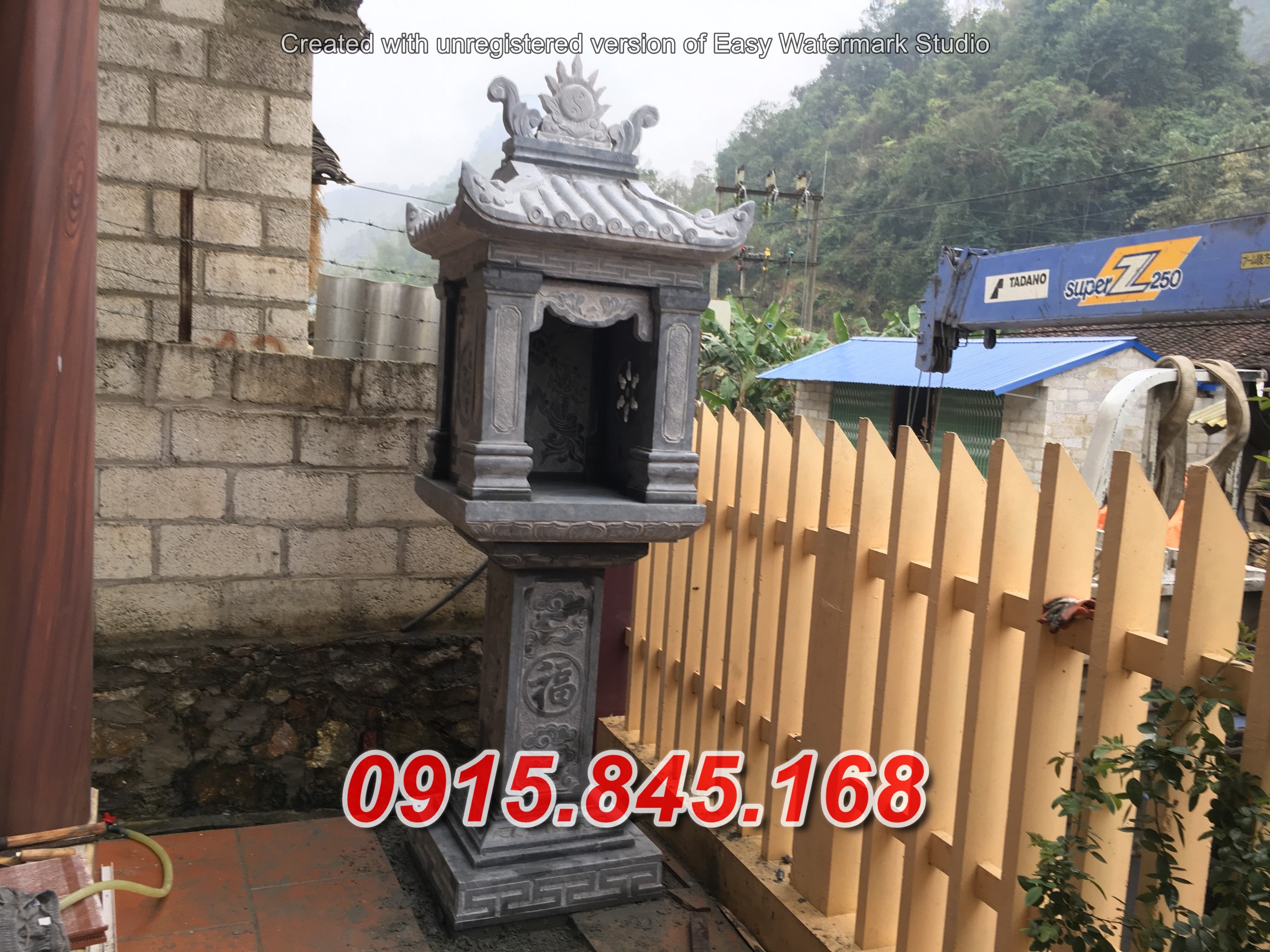 Mẫu 315 cây hương thờ sơn thần bằng đá bán cao bằng củng kỳ đài am